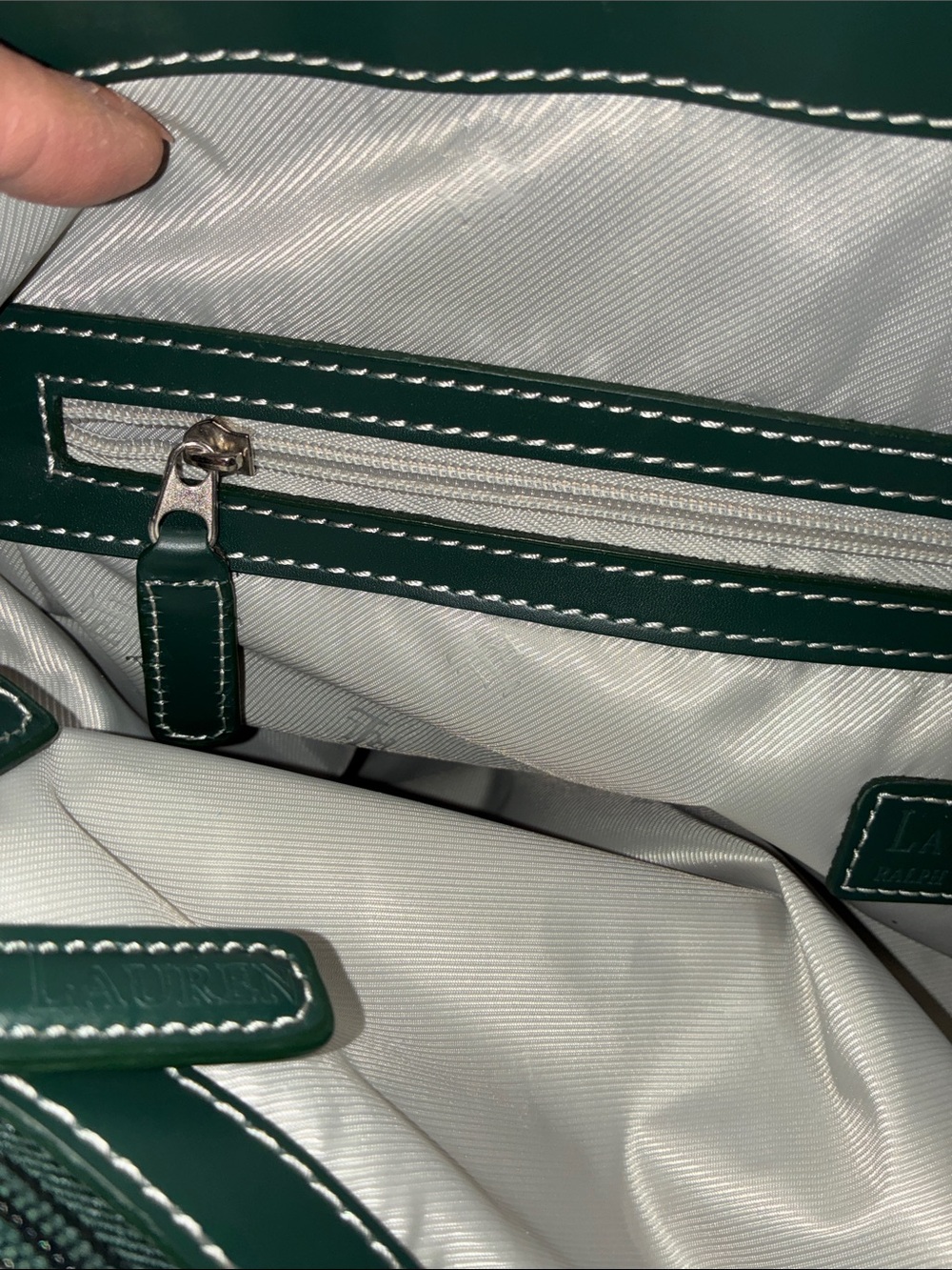 Ralph Lauren Dark Green All-Over RL Logo Tote - Picture 5 of 16